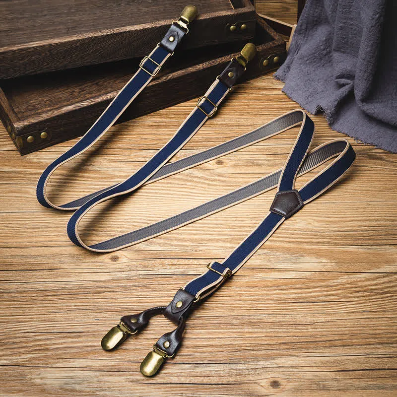 Navy Blue Casual 6-Clips Y-back Elastic Trouser Suspenders sold by FloralTrip product image thumbnail 3