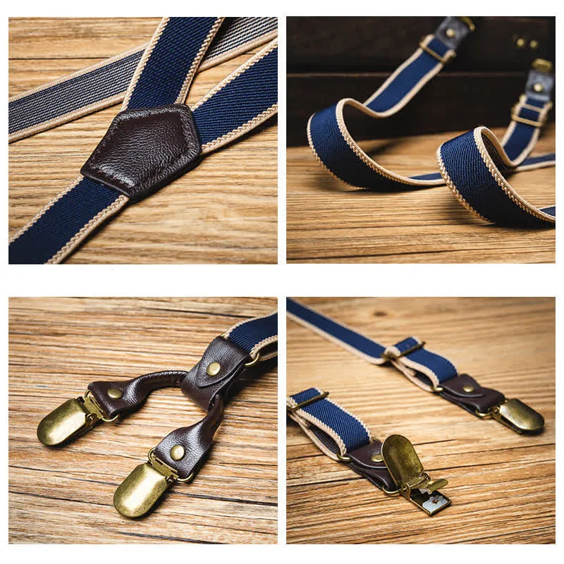 Navy Blue Casual 6-Clips Y-back Elastic Trouser Suspenders sold by FloralTrip product image thumbnail 4