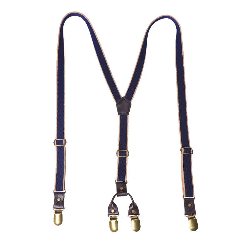 Navy Blue Casual 6-Clips Y-back Elastic Trouser Suspenders sold by FloralTrip product image thumbnail 5