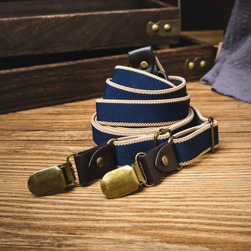 Navy Blue Casual 6-Clips Y-back Elastic Trouser Suspenders sold by FloralTrip product image thumbnail 2