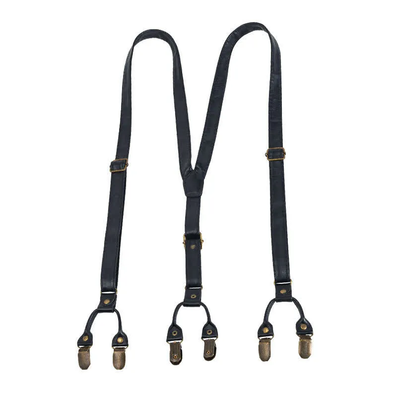 Black Straps 6-Clips Y-back Retro Leather Suspenders sold by FloralTrip product image thumbnail 5