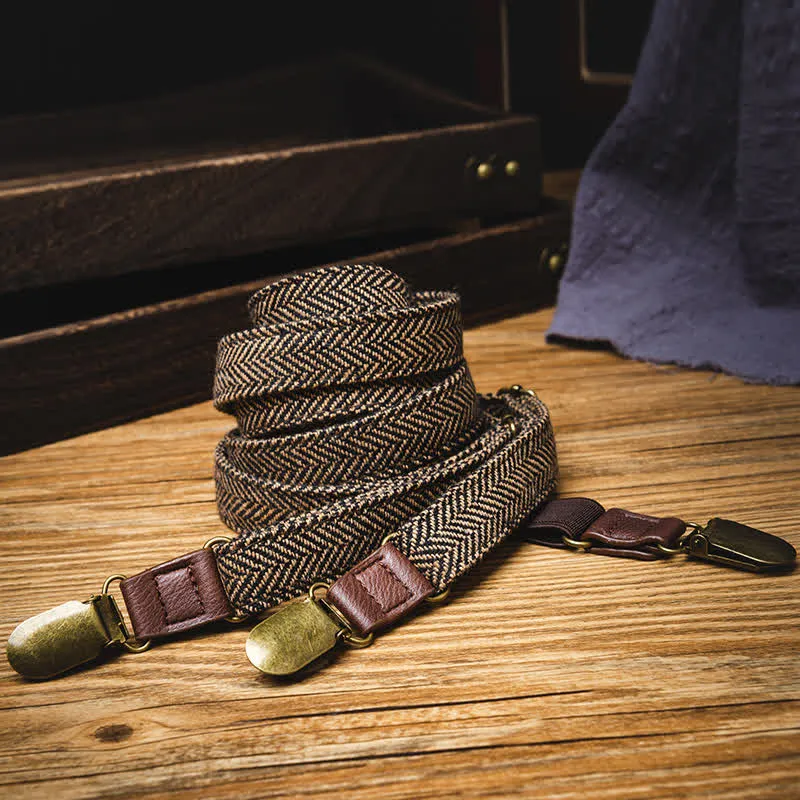 Yellowish-Brown Herringbone Straps Y-back Suspenders sold by FloralTrip product image thumbnail 2