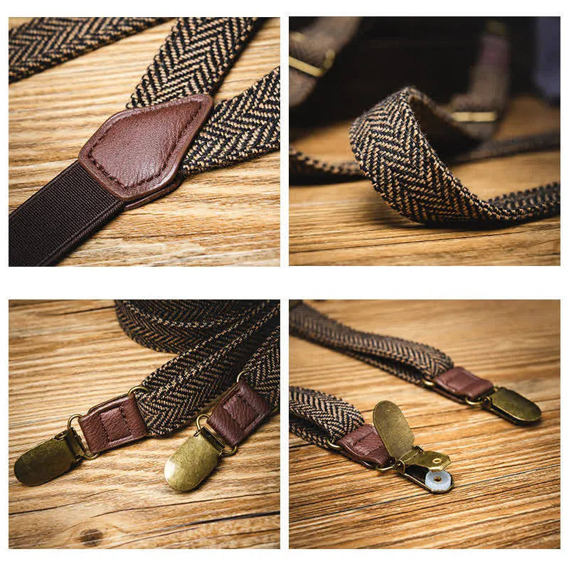 Yellowish-Brown Herringbone Straps Y-back Suspenders sold by FloralTrip product image thumbnail 4