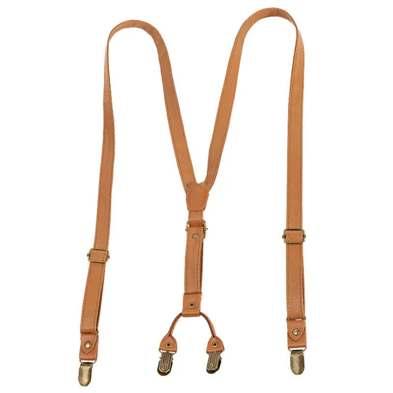 Light Brown Vintage Adjustable Leather Suspenders sold by FloralTrip product image thumbnail 5