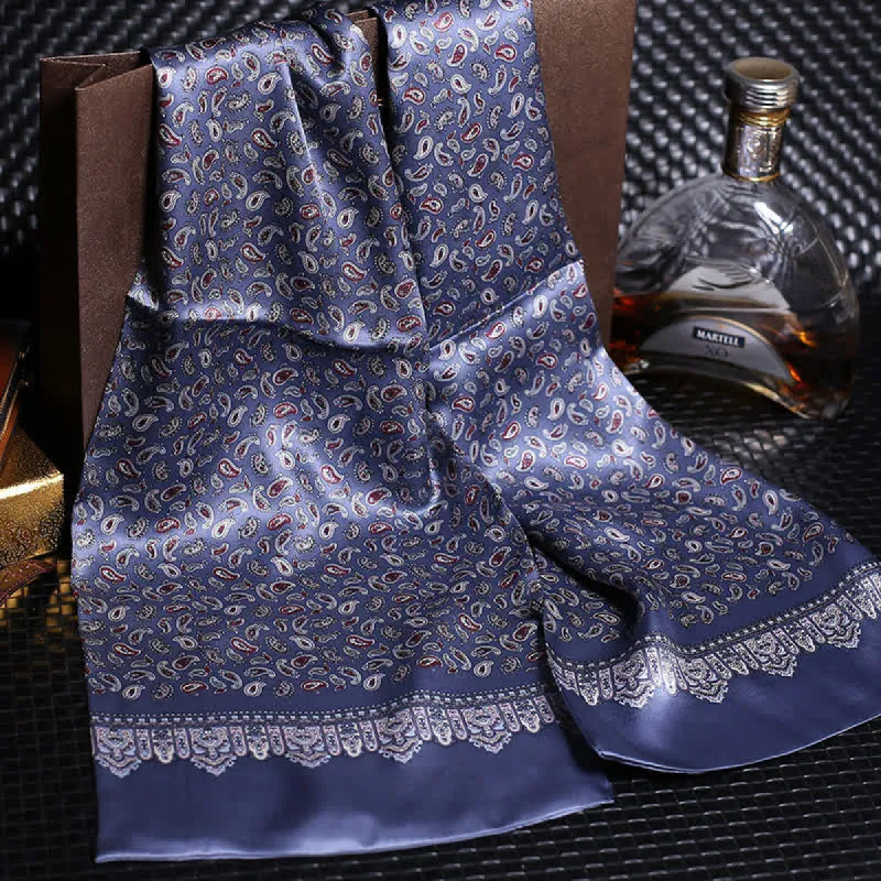 Men's Luxury Crepe Satin Long Pure Silk Scarf sold by FloralTrip