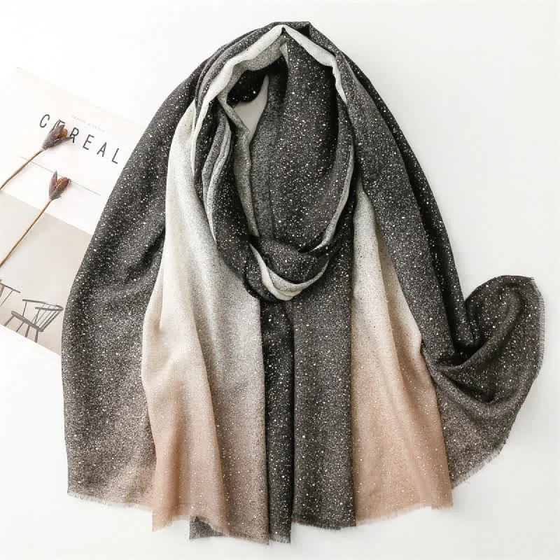 Women's Elegant Foil Printed Gradient Color Thin Scarf sold by FloralTrip