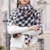 Unisex Large Flower Print Checked Tassel Trim Scarf sold by FloralTrip