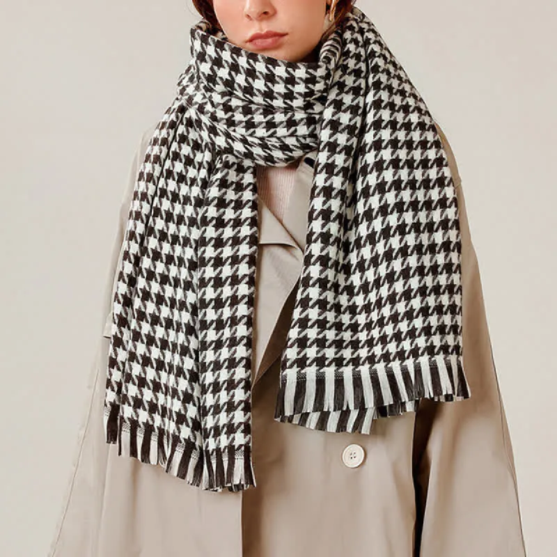 Unisex Classic Houndstooth Imitation Cashmere Scarf sold by FloralTrip