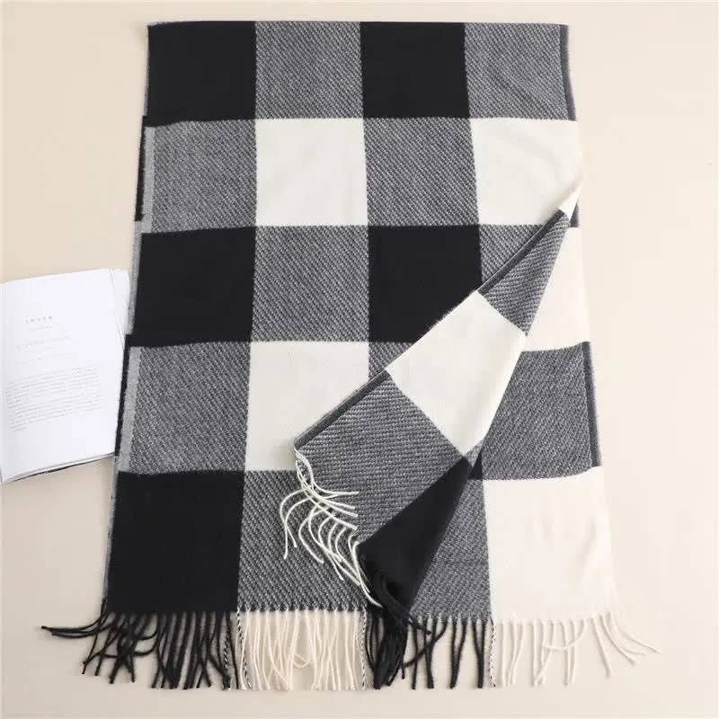 Unisex Fringed Plaid Striped Winter Warm Scarf sold by FloralTrip product image thumbnail 3