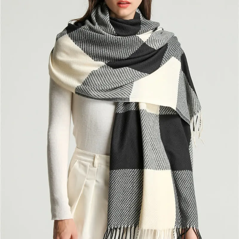 Unisex Fringed Plaid Striped Winter Warm Scarf sold by FloralTrip product image thumbnail 5