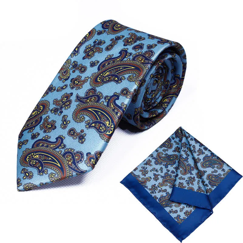 2Pcs Men's Geometrical Paisley Handkerchief Necktie Set sold by FloralTrip product image thumbnail 3