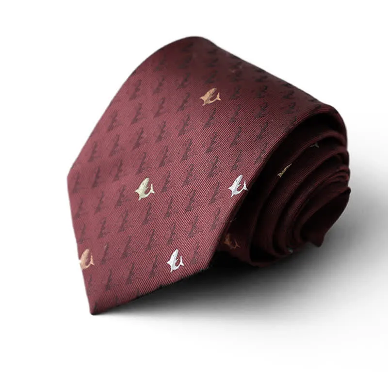 Men's Burgundy Animal Motifs Formal Necktie sold by FloralTrip product image thumbnail 3