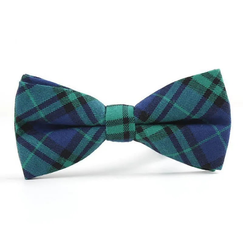 Men's Trendy Plaid Pattern Bow Tie Handkerchief Necktie sold by FloralTrip product image thumbnail 5
