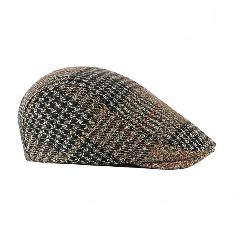 Vintage Striped Plaid Wool Blend Peaked Beret Hat sold by FloralTrip product image thumbnail 4