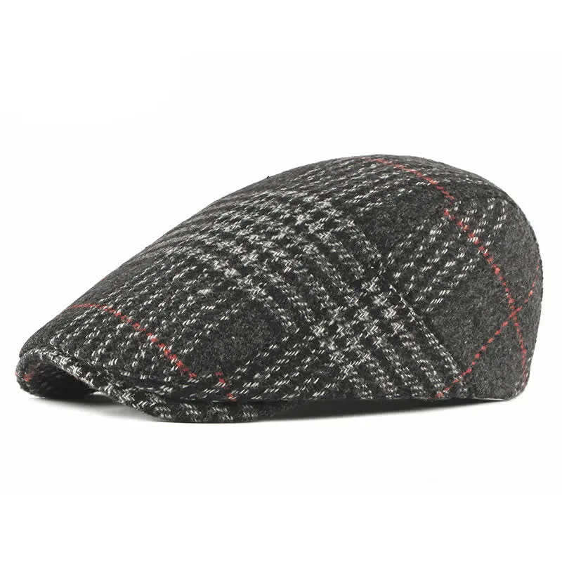 Vintage Striped Plaid Wool Blend Peaked Beret Hat sold by FloralTrip product image thumbnail 5