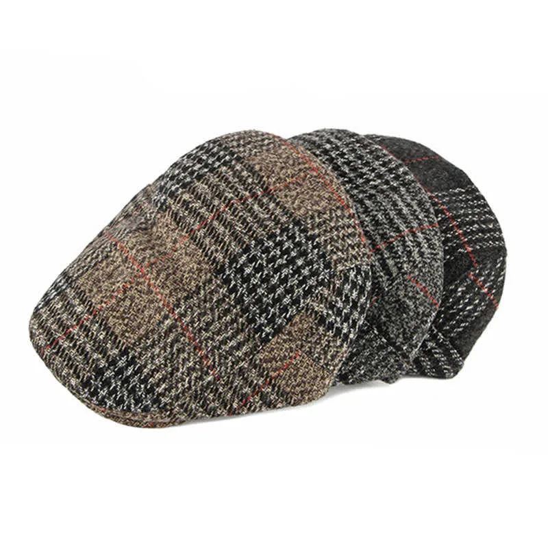 Vintage Striped Plaid Wool Blend Peaked Beret Hat sold by FloralTrip product image thumbnail 2