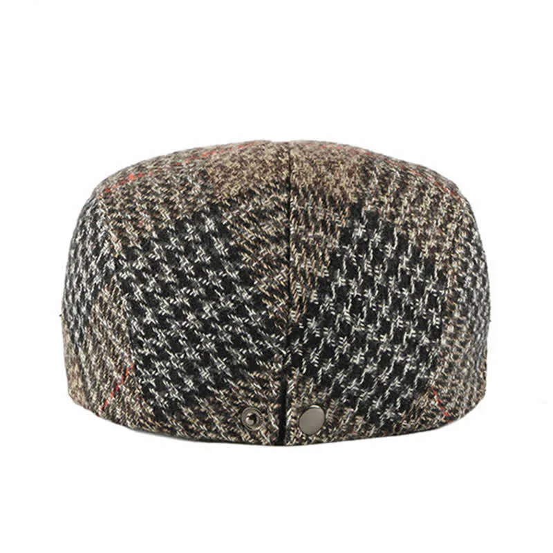 Vintage Striped Plaid Wool Blend Peaked Beret Hat sold by FloralTrip product image thumbnail 3