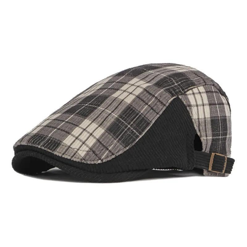 Plaid Corduroy Cotton Duckbill Visor Beret Hat sold by FloralTrip