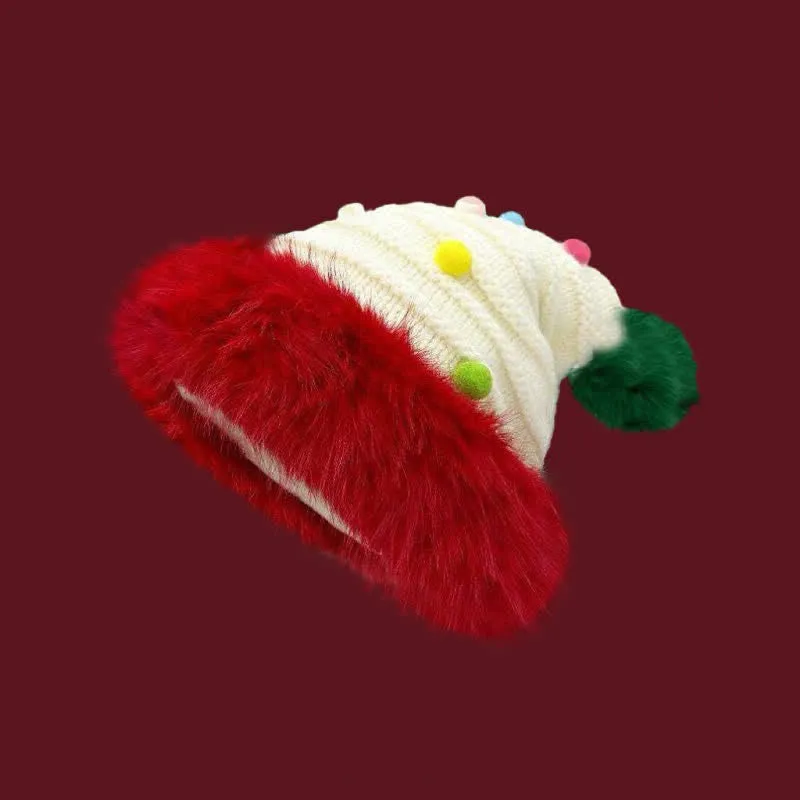 Colorful Fluffy Christmas Santa Claus Knitted Hat sold by FloralTrip product image thumbnail 5