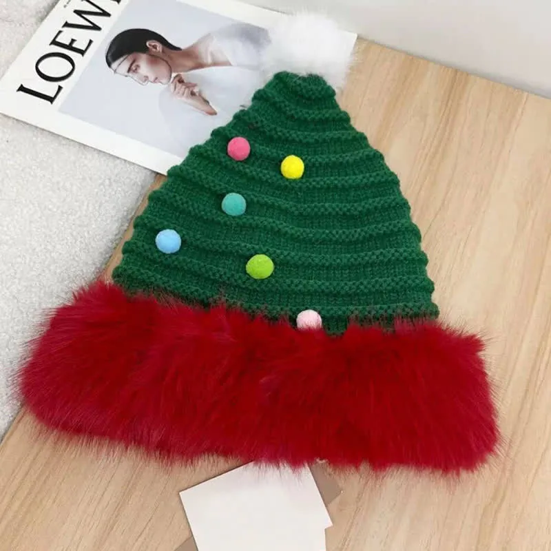 Colorful Fluffy Christmas Santa Claus Knitted Hat sold by FloralTrip product image thumbnail 3