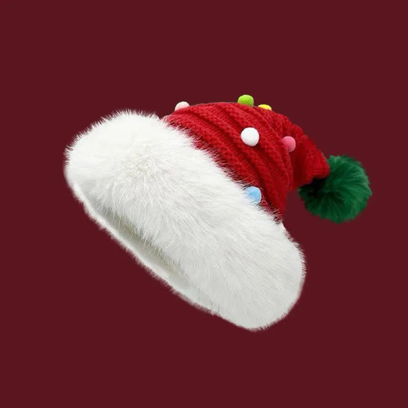 Colorful Fluffy Christmas Santa Claus Knitted Hat sold by FloralTrip product image thumbnail 4