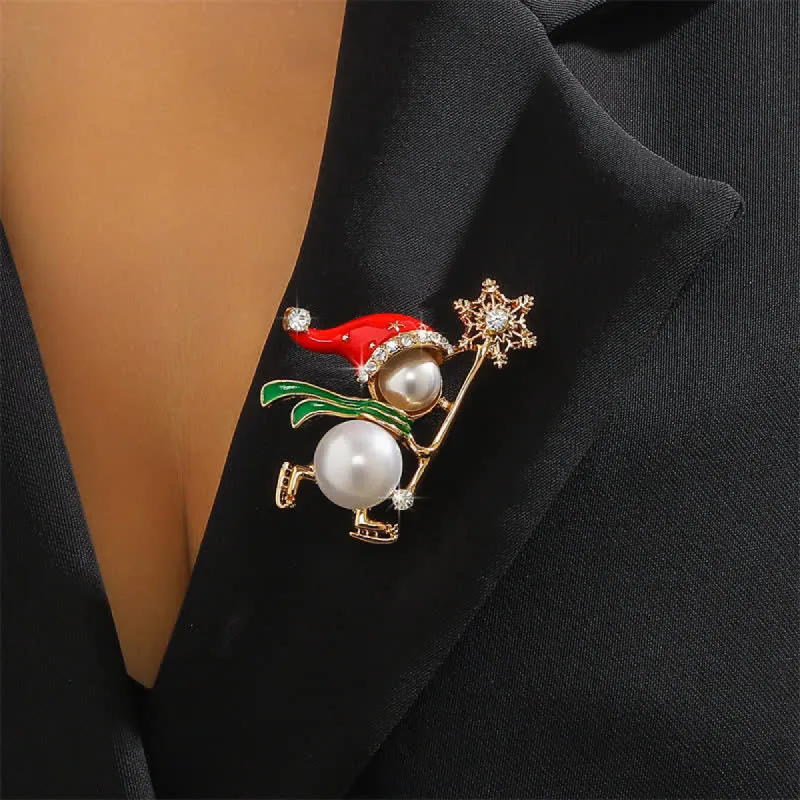 Women's Cute Snowman Red Santa's Hat Christmas Brooch sold by FloralTrip