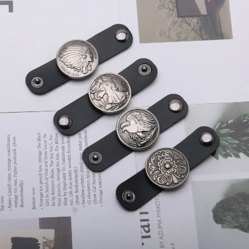 Decoration Round Carved Leather Scarf Buckle sold by FloralTrip