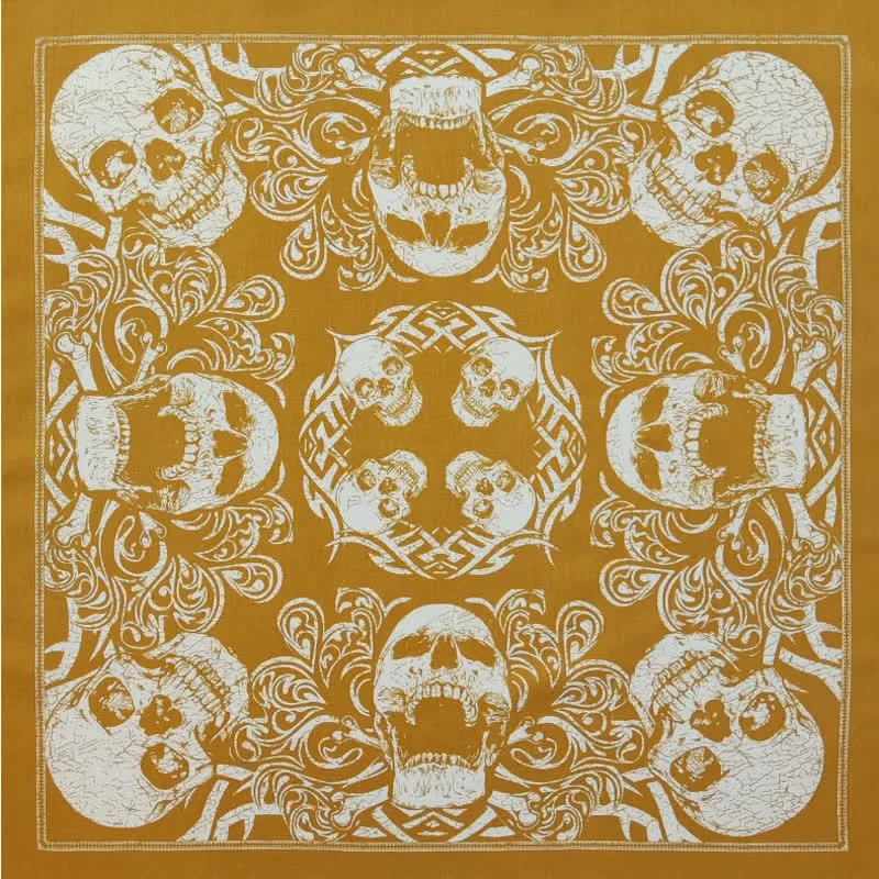 Yellow & White Pirate Skeleton Skull Print Square Scarf sold by FloralTrip product image thumbnail 3