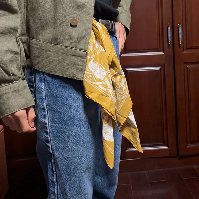 Yellow & White Pirate Skeleton Skull Print Square Scarf sold by FloralTrip product image thumbnail 2