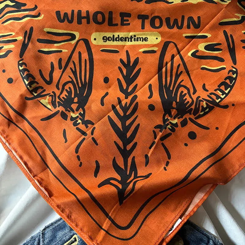 Orange & Black Cowboy Fishing Square Scarf sold by FloralTrip product image thumbnail 4