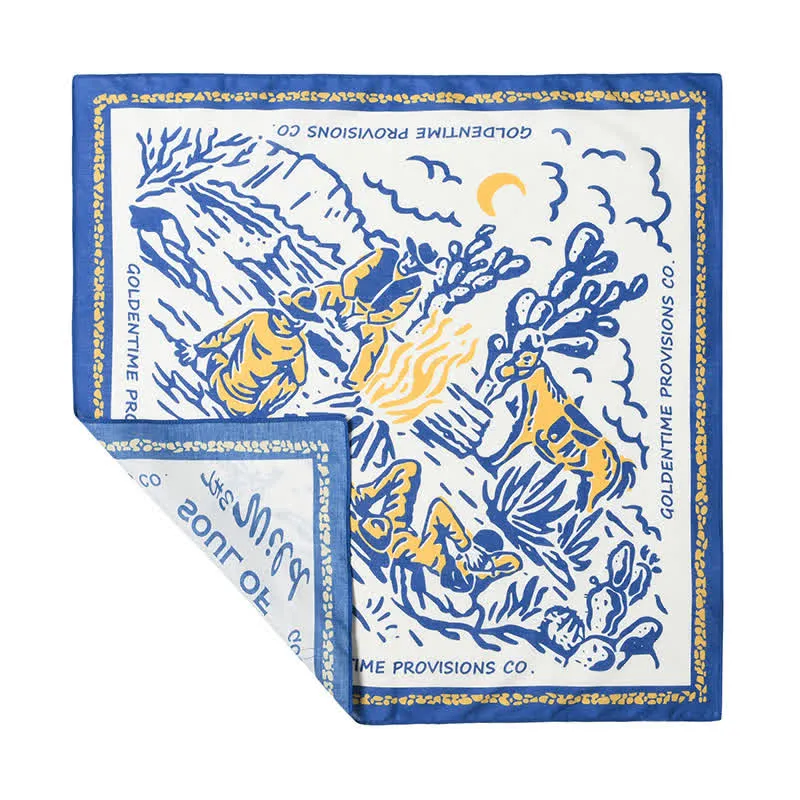 White & Blue Cowboy Campfire Square Scarf sold by FloralTrip product image thumbnail 2