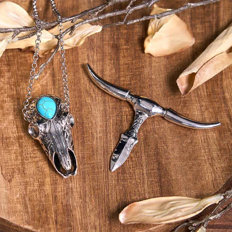DIY Hidden Knife Belt Buckle Turquoise Bull Pendant Cross Necklace Bundle Set (PRE-SALE) sold by FloralTrip product image thumbnail 5