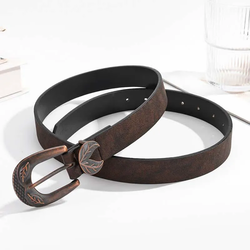 Vintage Versatile Slim Leaves Buckle Leather Belt sold by FloralTrip product image thumbnail 3