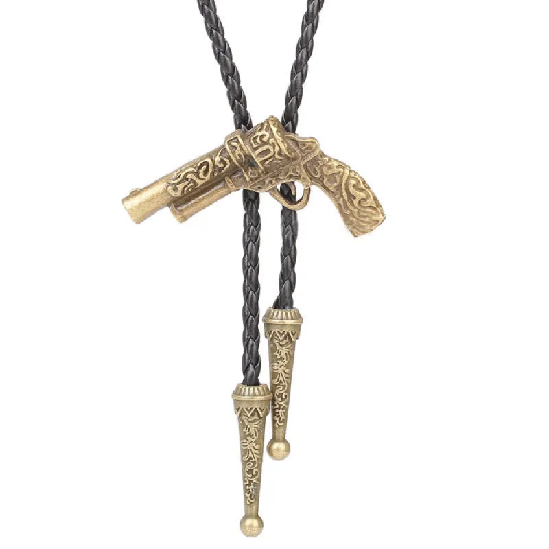Rodeo Carved Gun Pistol Pendant Bolo Tie sold by FloralTrip