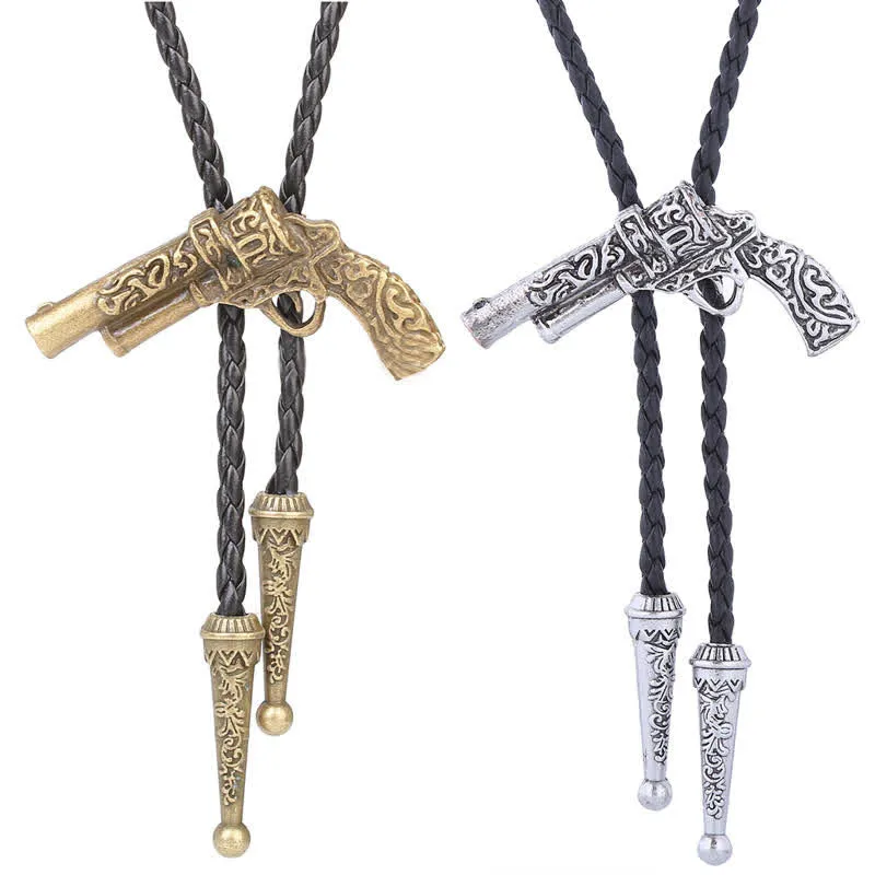 Rodeo Carved Gun Pistol Pendant Bolo Tie sold by FloralTrip product image thumbnail 2