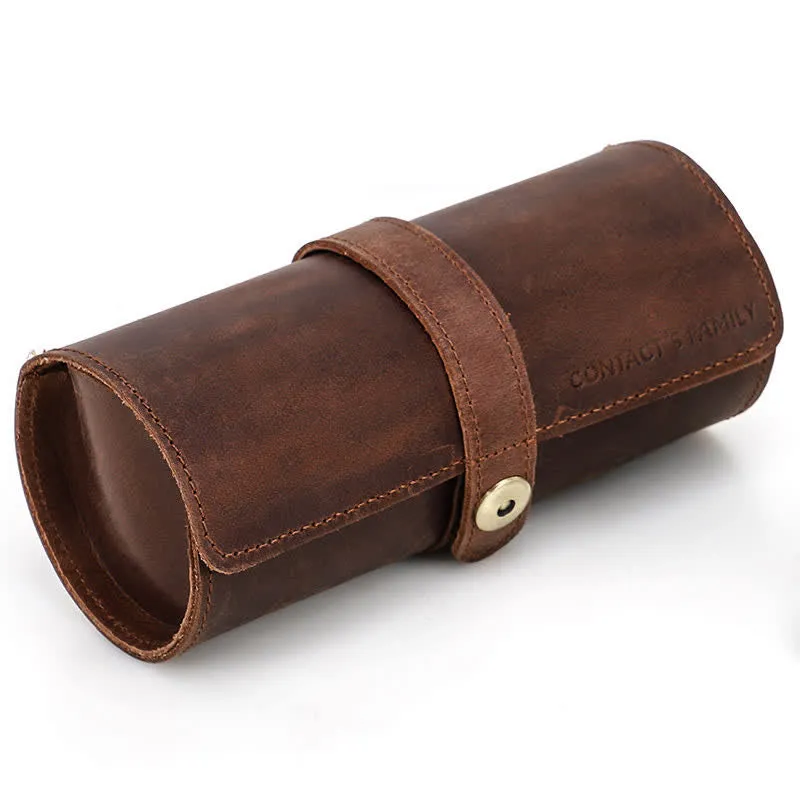 Custom Engraving Three Watch Roll Travel Leather Watch Case sold by FloralTrip product image thumbnail 3