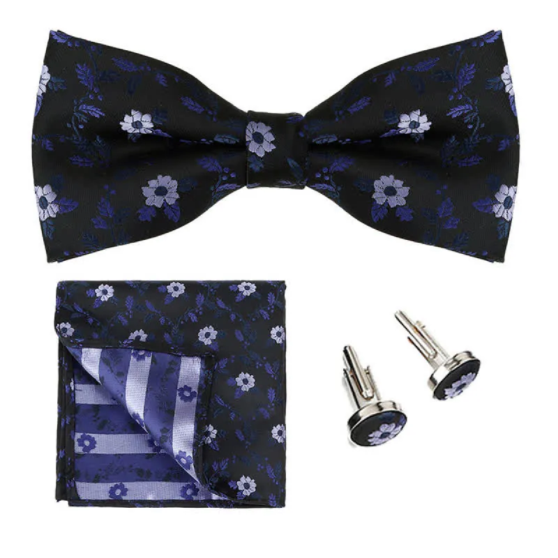 3Pcs Men's Coloured Flowers Pocket Square Bow Tie Set sold by FloralTrip