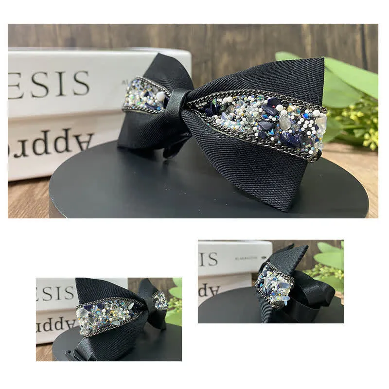 Men's Black Base Sparkling Stones Rhinestone Bow Tie sold by FloralTrip product image thumbnail 4