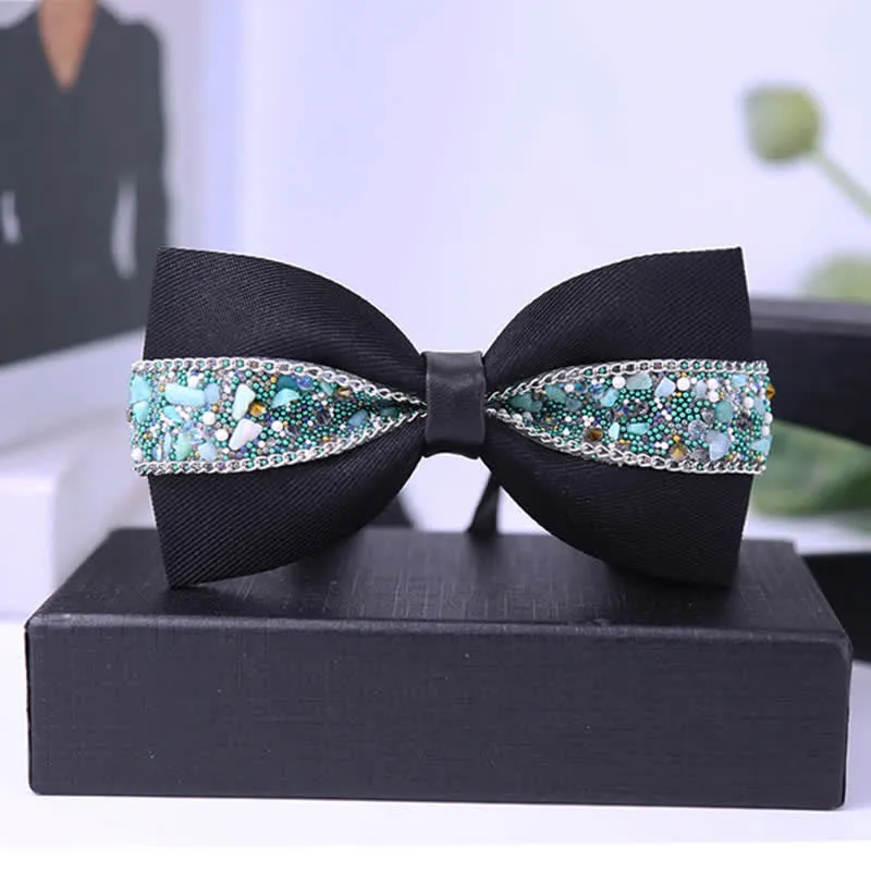 Men's Black Base Sparkling Stones Rhinestone Bow Tie sold by FloralTrip product image thumbnail 5