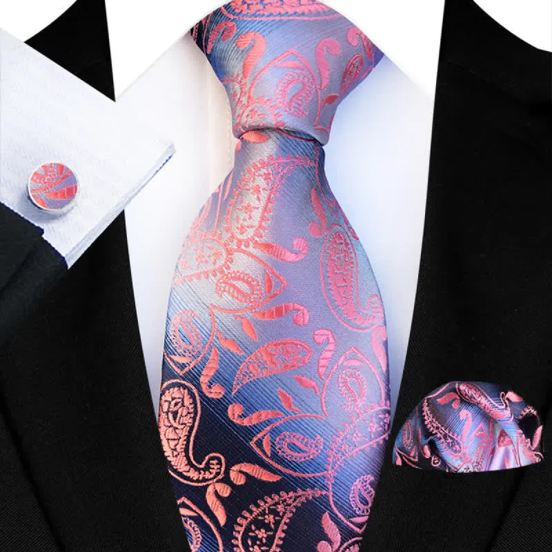 3Pcs Men's Fancy Gradient Ramp Paisley Necktie Set sold by FloralTrip
