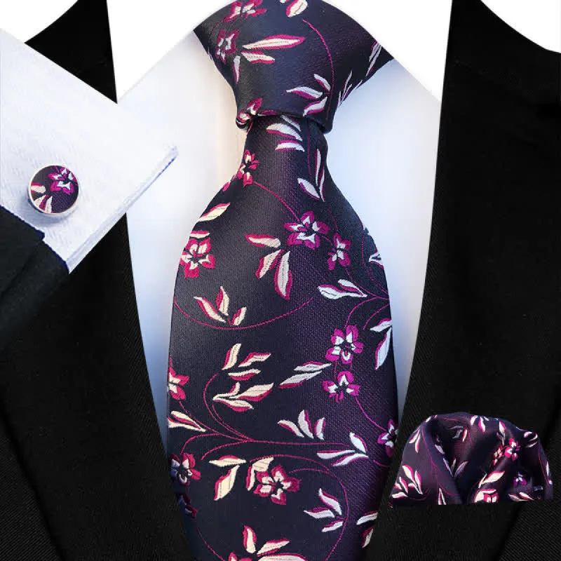 3Pcs Men's Burning Flame Floral Necktie Set sold by FloralTrip