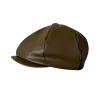 Army Green British Style Octagonal Leather Beret Hat sold by FloralTrip
