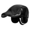 Black Casual Winter Warm Ear Flap Beret Hat sold by FloralTrip