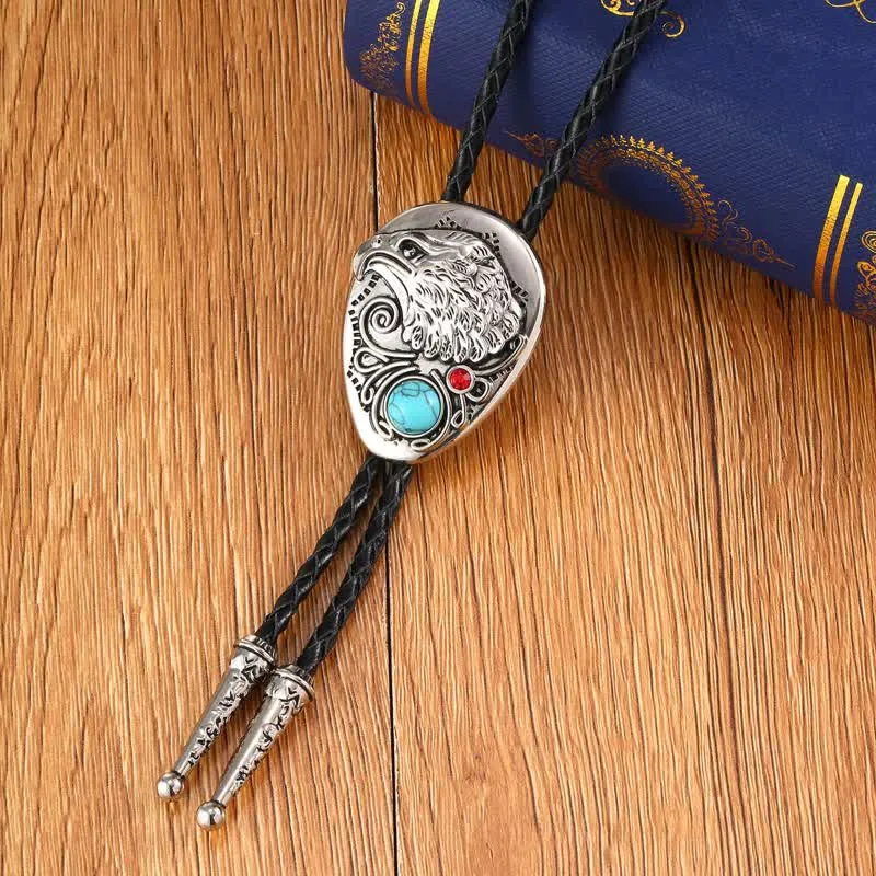 Natural Turquoise Stone Engraved Eagle Pendant Bolo Tie sold by FloralTrip product image thumbnail 3