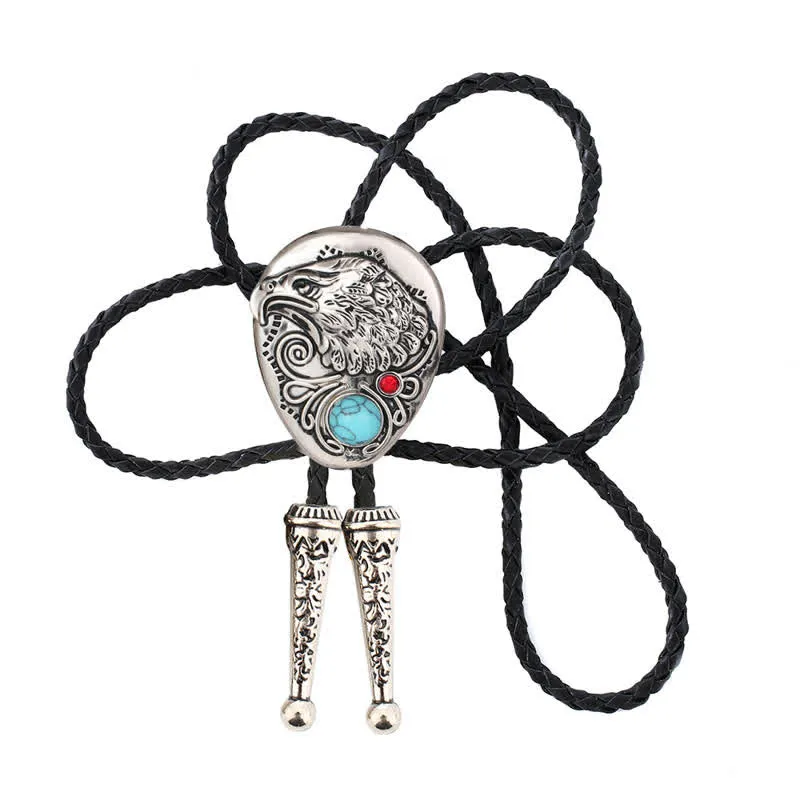 Natural Turquoise Stone Engraved Eagle Pendant Bolo Tie sold by FloralTrip product image thumbnail 5