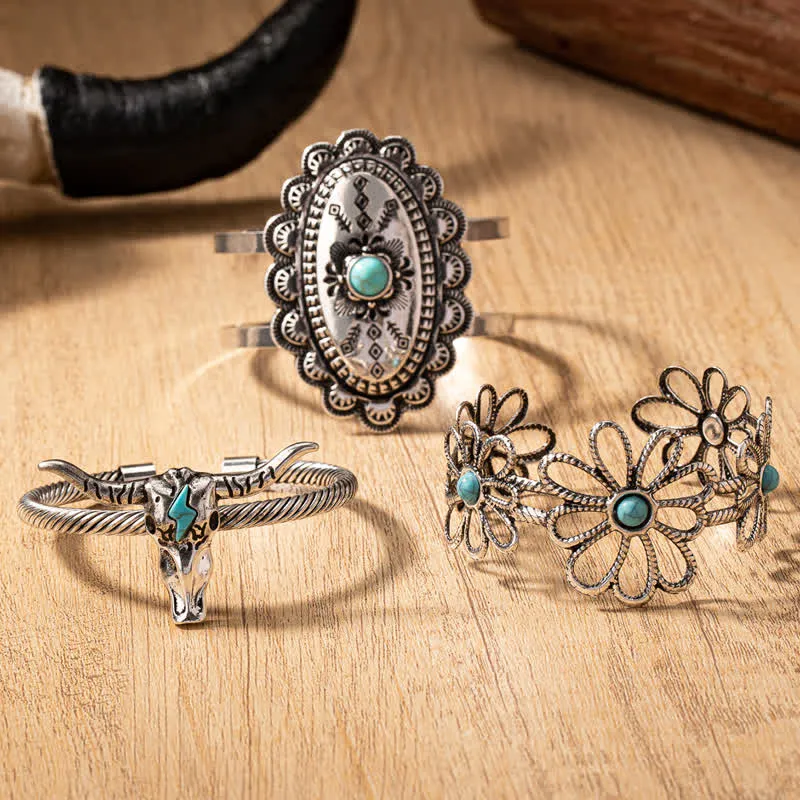 Western Cowboy Turquoise Cowgirl Bull Conch Bracelet sold by FloralTrip product image thumbnail 2