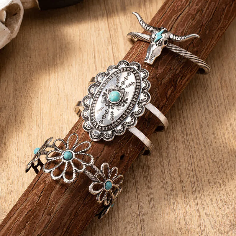 Western Cowboy Turquoise Cowgirl Bull Conch Bracelet sold by FloralTrip