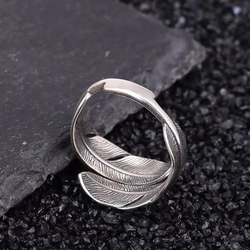 Men's Turquoise Feather Open Size Asjustable Ring sold by FloralTrip product image thumbnail 3