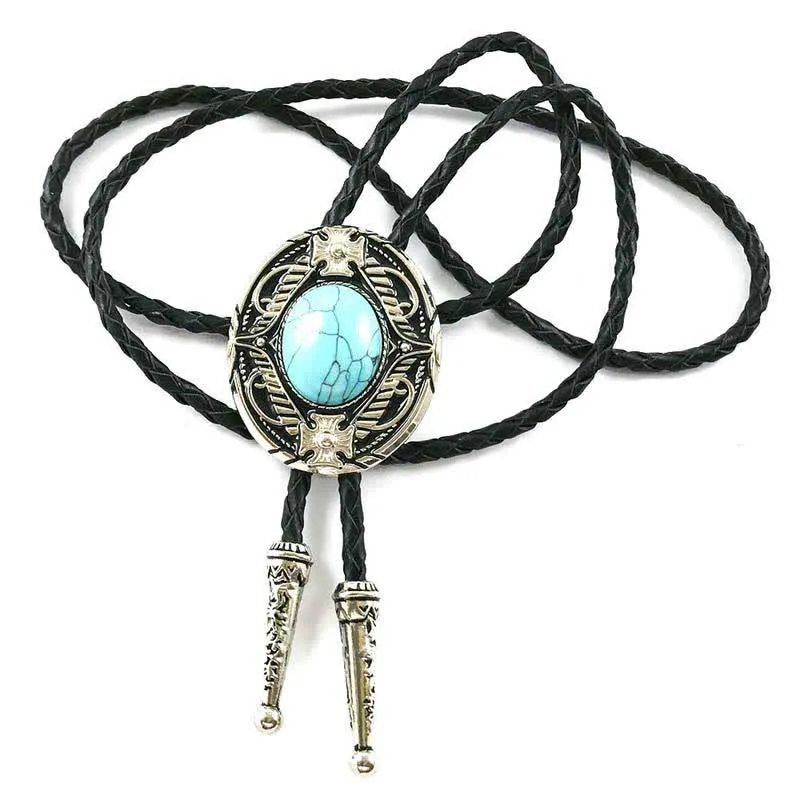 Metal Medallio Natural Stone Inlaid Bolo Tie sold by FloralTrip product image thumbnail 4