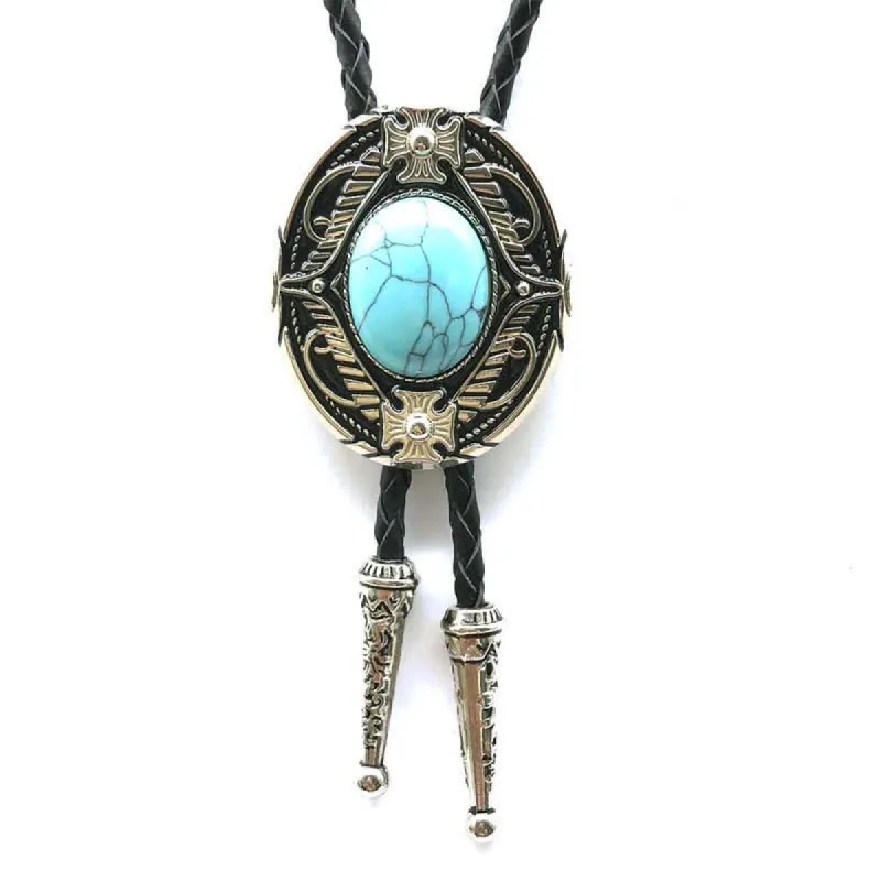 Metal Medallio Natural Stone Inlaid Bolo Tie sold by FloralTrip